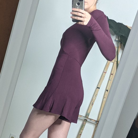 Garage Burgundy Romper Wrap Dress - Picture 5 of 7